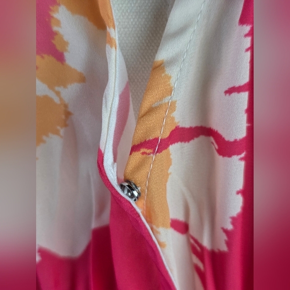 Flying Tomato Pink Floral Maxi Dress M Boho Kimono Sleeve Smocked Waist - Picture 10 of 12